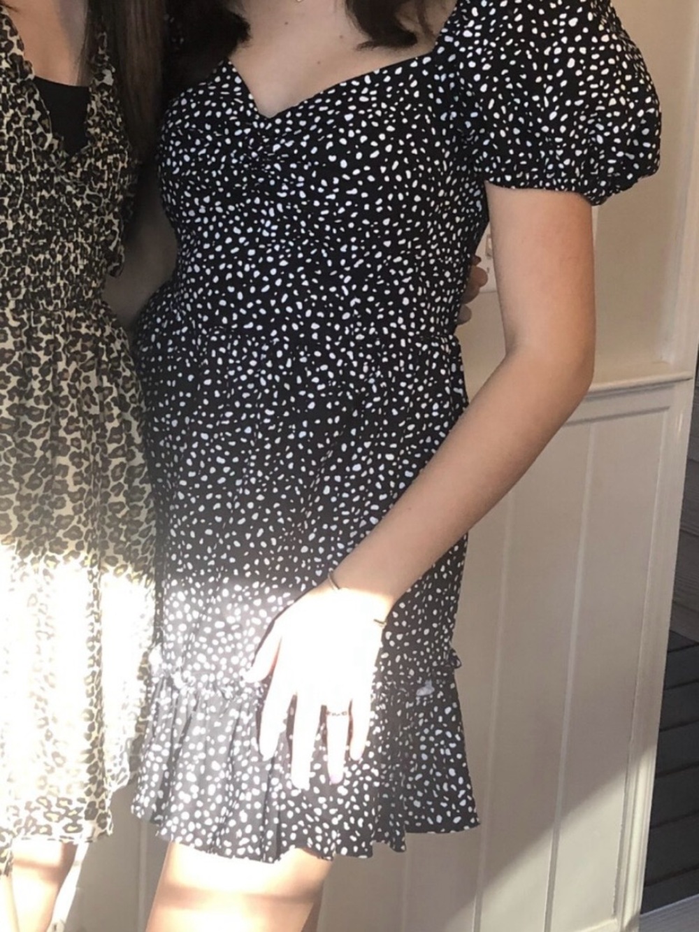 Bar III Black and White Smocked mini dress